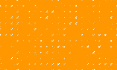 Poster - Seamless background pattern of evenly spaced white nipple symbols of different sizes and opacity. Vector illustration on orange background with stars