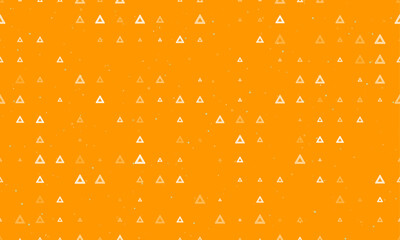 Poster - Seamless background pattern of evenly spaced white emergency stop signs of different sizes and opacity. Vector illustration on orange background with stars