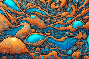 Wall Mural - Liquid explosion in aqua and crimson