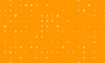 Poster - Seamless background pattern of evenly spaced white at symbols of different sizes and opacity. Vector illustration on orange background with stars