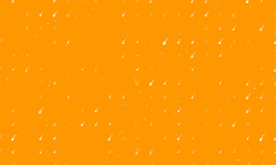 Poster - Seamless background pattern of evenly spaced white guitar symbols of different sizes and opacity. Vector illustration on orange background with stars