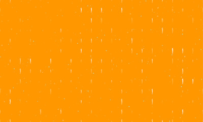 Poster - Seamless background pattern of evenly spaced white woman silhouettes of different sizes and opacity. Vector illustration on orange background with stars