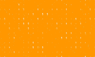 Poster - Seamless background pattern of evenly spaced white enchantress symbols of different sizes and opacity. Vector illustration on orange background with stars