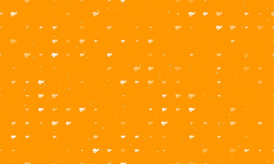 Poster - Seamless background pattern of evenly spaced white hare runs symbols of different sizes and opacity. Vector illustration on orange background with stars