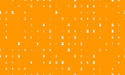 Poster - Seamless background pattern of evenly spaced white sanding machine symbols of different sizes and opacity. Vector illustration on orange background with stars