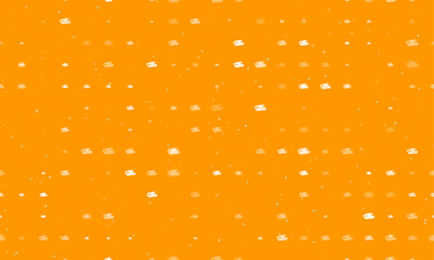 Poster - Seamless background pattern of evenly spaced white sanding symbols of different sizes and opacity. Vector illustration on orange background with stars