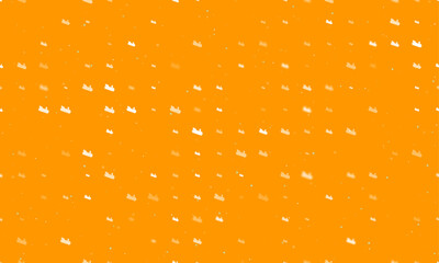 Poster - Seamless background pattern of evenly spaced white carpentry planer symbols of different sizes and opacity. Vector illustration on orange background with stars