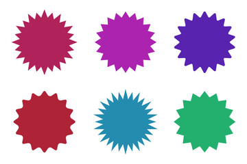 Wall Mural - Vector starburst set. Sunburst promotional badges. Collection of labels in different colors and styles