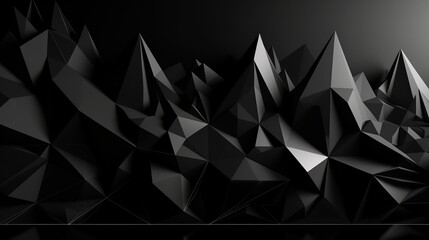 Black white abstract background. Geometric shape. Lines, triangles. 3d effect. Light, glow, shadow. Gradient. Dark grey, silver. Modern, futuristic. Design concept. Wallpaper concept. Abstract concept