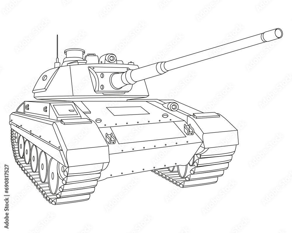 Main battle tank Coloring Page. Armored fighting vehicle. Special ...