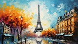 Fototapeta Paryż - Effiel Tower In Oil Painting Style