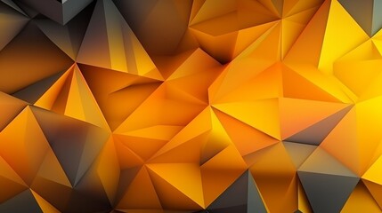 Yellow orange abstract background for design. Geometric shapes. Lines, triangles. 3d effect. Light, glow, shadow. Gradient. Dark grey, silver. Modern, futuristic. Design concept. Wallpaper concept. Ab