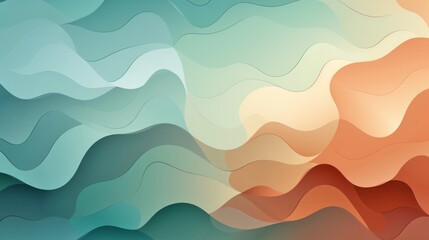 Wall Mural - Blurred colored abstract background. Dynamic liquid wallpaper. Smooth transitions of iridescent colors. combination of aqua and Peach Fuzz .Colorful gradient.