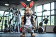 A buff Rabbit at the Gym, a Rabbit working out