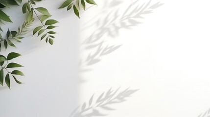 Sticker - Blurred shadow from leaves plants on the white wall. Minimal abstract background for product presentation