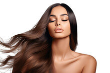 Haircare, Beauty And Relax With Woman With Long Hair, Luxury And Salon Treatment Isolated On A Transparent Background. Person, Brazil And Model With Style, Texture And Volume With Png, Shine And Glow