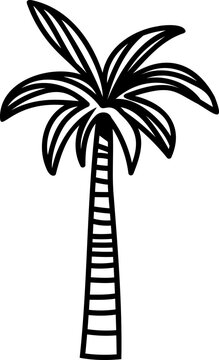 Date palm -Phoenix dactylifera, line-art vector illustration, Arabian design element. Islam decoration. Muslim festival. 