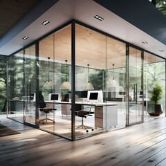 Poster - A modern office with glass walls