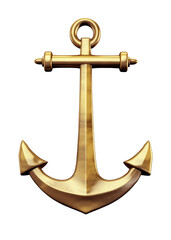 Wall Mural - Golden Anchor Isolated on Transparent Background
