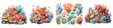 Fototapeta Do akwarium - watercolor coral reef