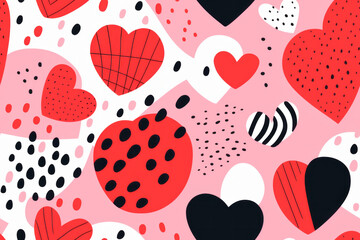 Wall Mural - Colouful abstract Valentine love heart seamless illustration pattern