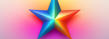 A Rainbow Star With A Vibrant And Colorful Gradient.