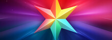 A Rainbow Star With A Vibrant And Colorful Gradient.