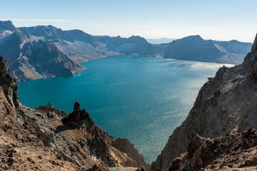 Wall Mural - The autumn Changbaishan Tianchi in Changbai Mountain North scenic spot in Yanbian Korean Autonomous Prefecture, Antu County, two Baihe town