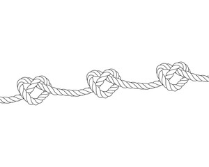 Wall Mural - three heart with rope line art style vector eps 10