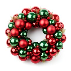 Wall Mural - Modern Christmas wreath on white background