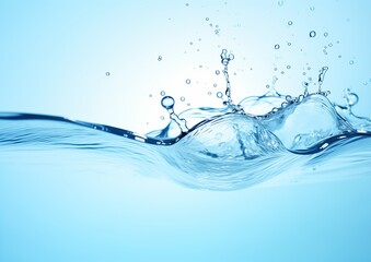 closeup deep splash bubbles blue background banner power floating greenish profile taps running youn