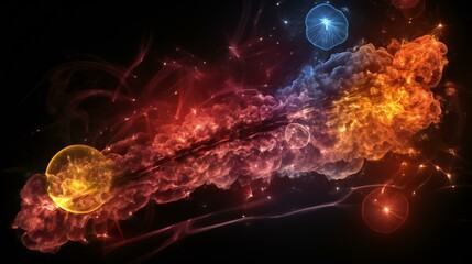Wall Mural - An abstract image with cosmic elements, showcasing a blend of technology, light, and space
