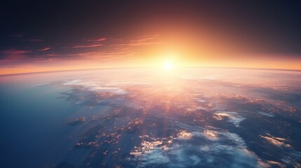 Wall Mural - beautiful sunrise over earth as seen from orbit space view. created with generative ai