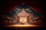 Fototapeta  - Image from inside a large circus illuminated by beautiful lights in its most incredible presentation, Generative AI