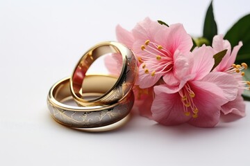 Wedding rings on white background