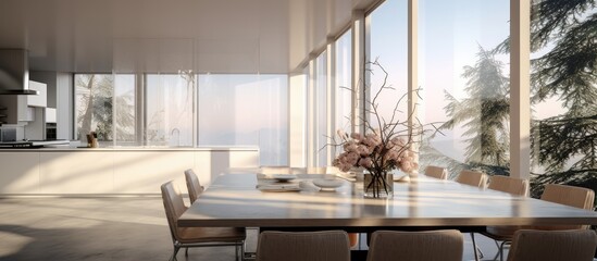 Canvas Print - The house's interior showcases a stunning dining table view.