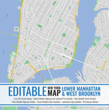 Fototapeta  - Editable New York Lower Manhattan Map	