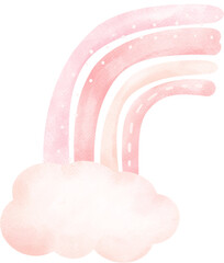 Wall Mural - cute pink rainbow boho watercolor illustration