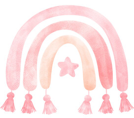 Wall Mural - cute pink rainbow boho watercolor illustration