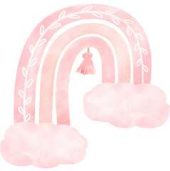 Wall Mural - cute pink rainbow boho watercolor illustration