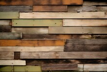 Detail Of Old Cabin Wall Made With Recycled Wooden Planks, Generative AI 
