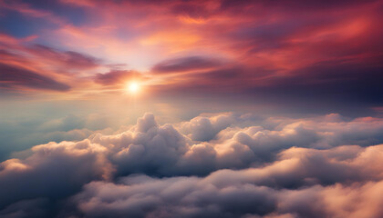 Wall Mural - colorful sky with sun in clouds of altitude
