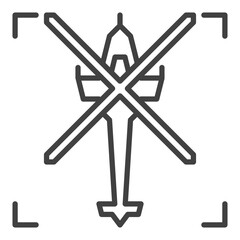 Poster - Military Helicopter vector concept line icon - top view