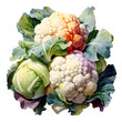 Fresh Cauliflower: Watercolor-Styled Clip Art Isolated on Transparent Background