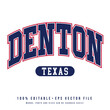 Denton text effect vector. Editable college t-shirt design printable text effect vector	
