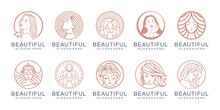 Set Of Luxury Beauty Woman Logo Design For Makeup, Salon And Spa, Beauty Care