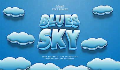 Wall Mural - Blues Sky Editable Text Effect Style 3d Cartoon Comic