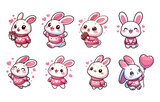 Fototapeta Pokój dzieciecy - set of funny cartoon rabbits valentine love pink