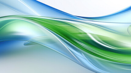 Poster - Abstract background with green and blue glass waves on white background