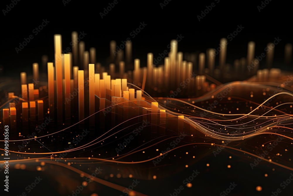 Glowing chart of investment financial data. Graph of financial growth ...